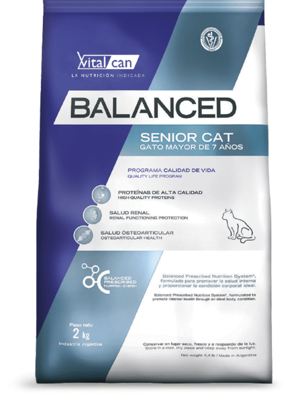 VITALCAN BALANCED GATO SENIOR, gatos maduros mayores a 7 años de edad.