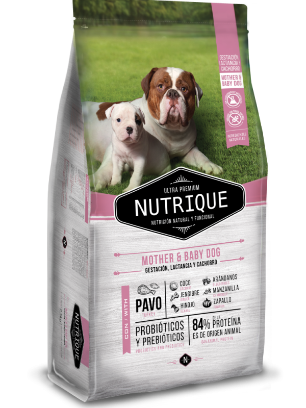 NUTRIQUE PERRO MOTHER & BABY, fortalece las defensas naturales y el sistema digestivo de su madre y la camada