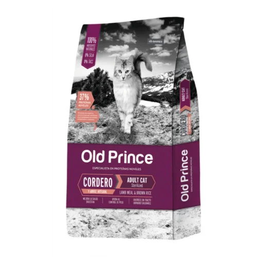 OLD PRINCE GATO ADULTO ESTERILIZADO, cordero y arroz integral.