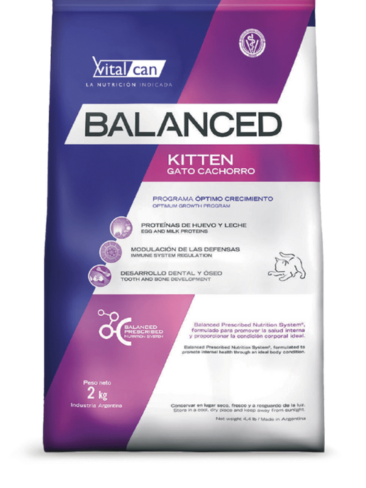 VITALCAN BALANCED GATITOS, gatos cachorros desde el destete hasta los 12 meses de edad.