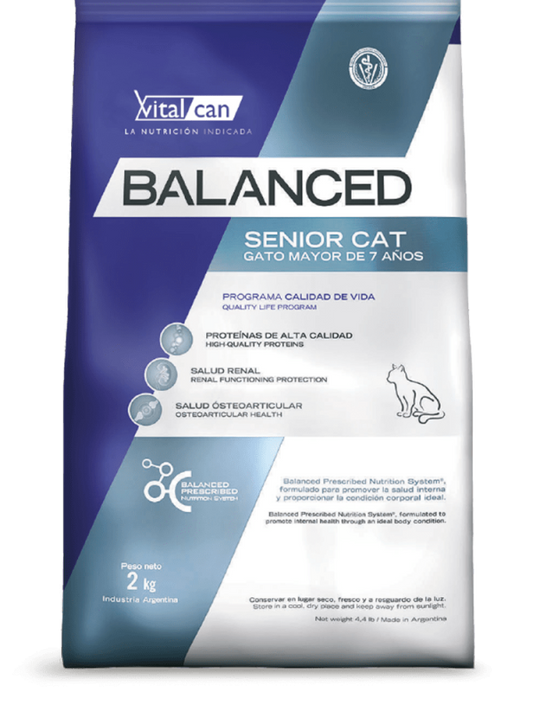 VITALCAN BALANCED GATO SENIOR, gatos maduros mayores a 7 años de edad.