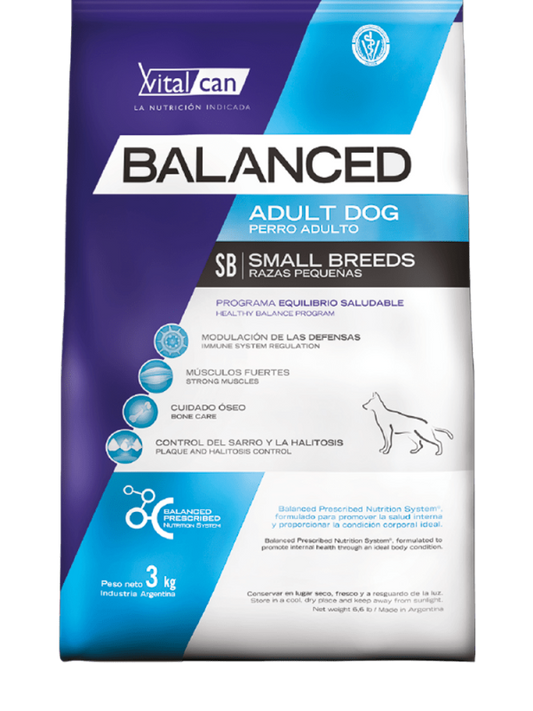VITALCAN BALANCED PERRO ADULTO RAZA PEQUEÑA, perros adultos de 12 meses a 7 años de edad.