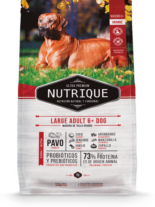 NUTRIQUE PERRO LARGE ADULT 6+DOG, perro adulto maduro de talla grande (mayor a 6 años de edad)