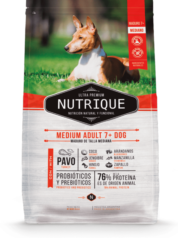 NUTRIQUE PERRO MEDIUM, perro adulto de talla mediana (mayor a 7 años de edad)