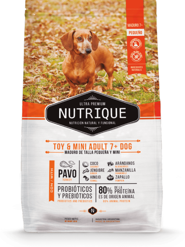 NUTRIQUE PERRO TOY & MINI, perro adulto maduro de talla pequeña (mayor a 7 años de edad)