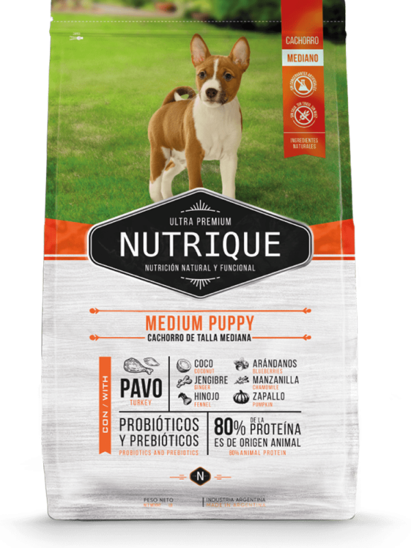 NUTRIQUE PERRO MEDIUM PUPPY, perro cachorro de talla mediana (2 a 12 meses de edad)