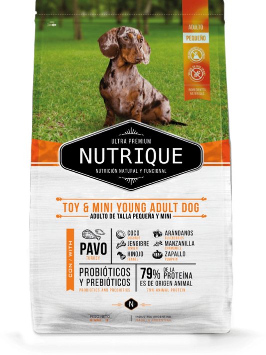 NUTRIQUE PERRO TOY & MINI, perro adulto talla pequeña y mini (10 meses a 7 años de edad)