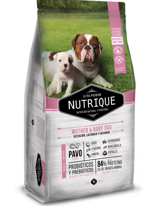 NUTRIQUE PERRO MOTHER & BABY, fortalece las defensas naturales y el sistema digestivo de su madre y la camada